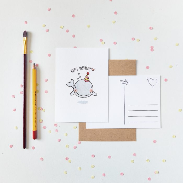 postcard ansichtkaart walvis whale cute illustration